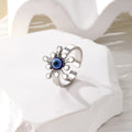 Silver Evil Eye Open Rings Blue Glass Bead 11 Design Styles view 7