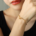 Lucky Knot Bar Bead Chain Bracelet Gold Steel Tone view 4