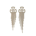Crystal Bow Chain Fringe Drop Stud Earrings Fashion Jewelry view 5