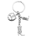 Three-Style Antique Silver Cowboy Boot Hat and Cactus Charm Keychains view 5