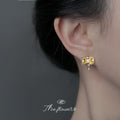 Gold Hourglass Amber Clear CZ Star Charm Stud Earrings view 2