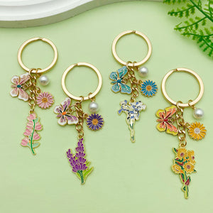 Mother's Day Enamel Charm Keychains in Fifty Flower and Butterfly Styles