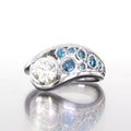 Silver Teardrop Blue Clear Bubble CZ Band Ring Style view 4