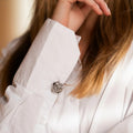 Silver And Gold Tone Rose Flower Shirt Button Covers view 3