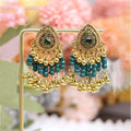 Twelve Ornate Teardrop Bead and Bell Jhumka Earrings view 7