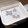 Silver Tone Crystal Bow Clip On Earrings In Three Shapes view 2
