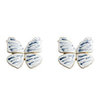 Blue White Porcelain Flower Triangle Geometric Butterfly Studs view 5