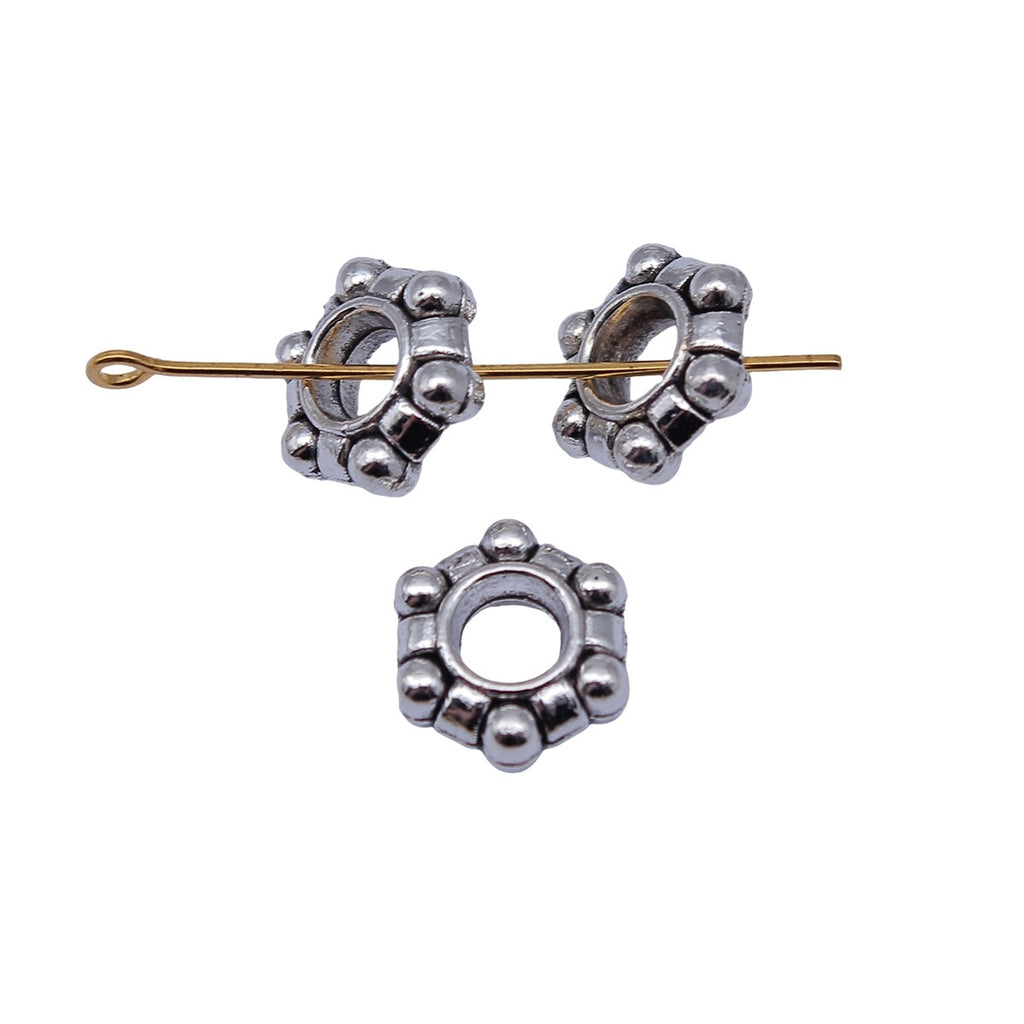 11x11x3.8mm 1.5g Antique Silver Zinc Alloy Large Hole Spacer Beads for Bracelet Jewelry Making