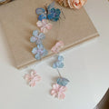 Fabric Butterfly Flower Tassel Hair Clips Pink Blue view 7