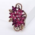 Crystal Floral Scroll Brooch In 6 Styles With Polished Metal Details view 5
