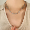 Oval Link Chain Necklace And Bracelet Gold Or Steel view 6