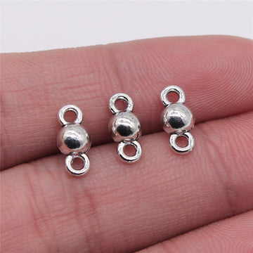 Double Loop Round Bead Connectors in Six Metal Finishes