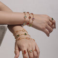 Gold Czech Glass Oval Round Bezel Bracelet Six Colors view 3