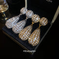 Crystal Grid Teardrop Stud Earrings In Gold And Silver view 2