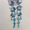 Crystal Butterfly Long Fringe Earrings in Blue and Clear Styles view 1