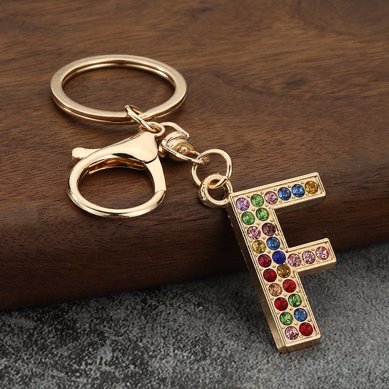Colorful Rhinestone Letter Keychain Alphabet Bag Charm for Initials