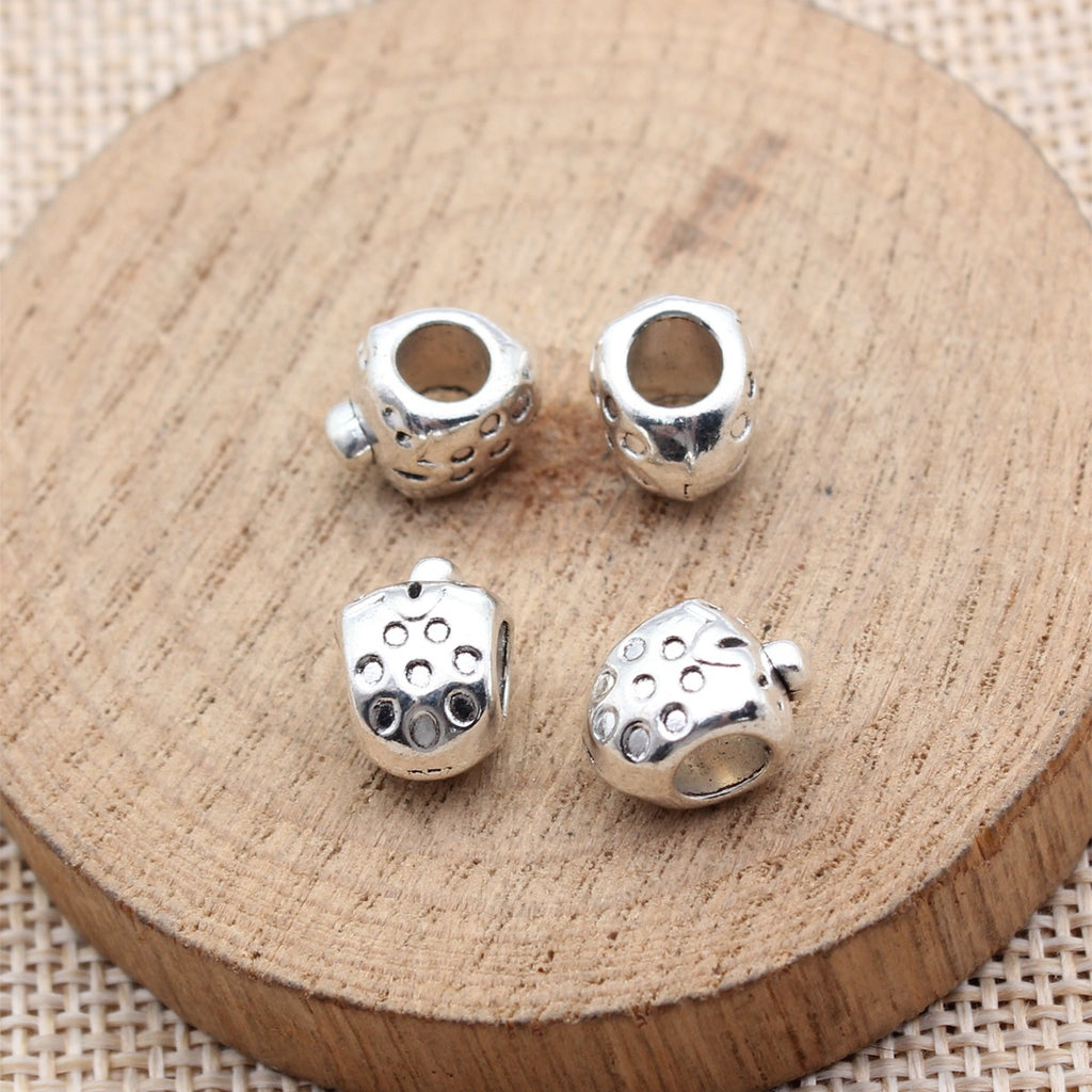 11.6x8.7x8.4mm 1.9g Antique Silver Zinc Alloy Strawberry Large Hole Spacer Beads for Handmade Jewelry Making