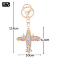 Rhinestone Airplane Keychain Gold Tone Metal Plane Charm view 5