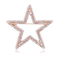 Five Point Star Openwork Crystal Two Designs Metal Brooch Pin view 6