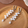 Silver Irregular Pearl Look Cascade Long Dangle Earrings view 1