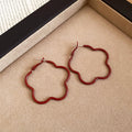 Flower Outline Hoop Earrings in Gold Red and Silver view 7