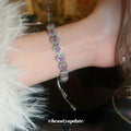 Silver Tone Heart Crystal Slider Bracelets In Pink Or Clear view 4