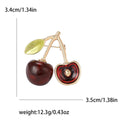 Enamel Cherry Brooch Gold Tone Fruit Pair Accent Pin view 5