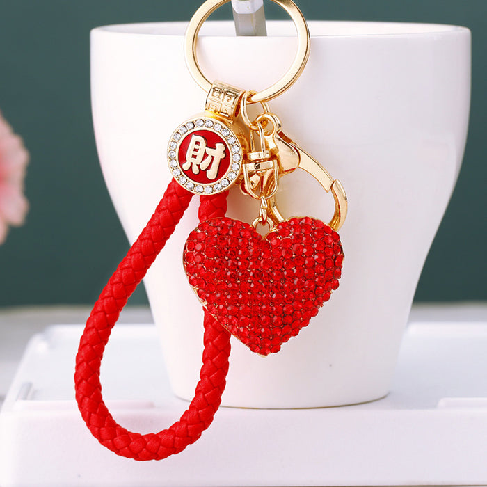 Double Sided Heart Keychains in Four Colors with Matching Fortune Loops