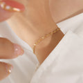 Flat Marquise Lip Link Bracelet Extension Gold Steel view 1