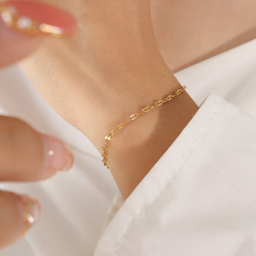 Flat Marquise Lip Link Bracelet Extension Gold Steel