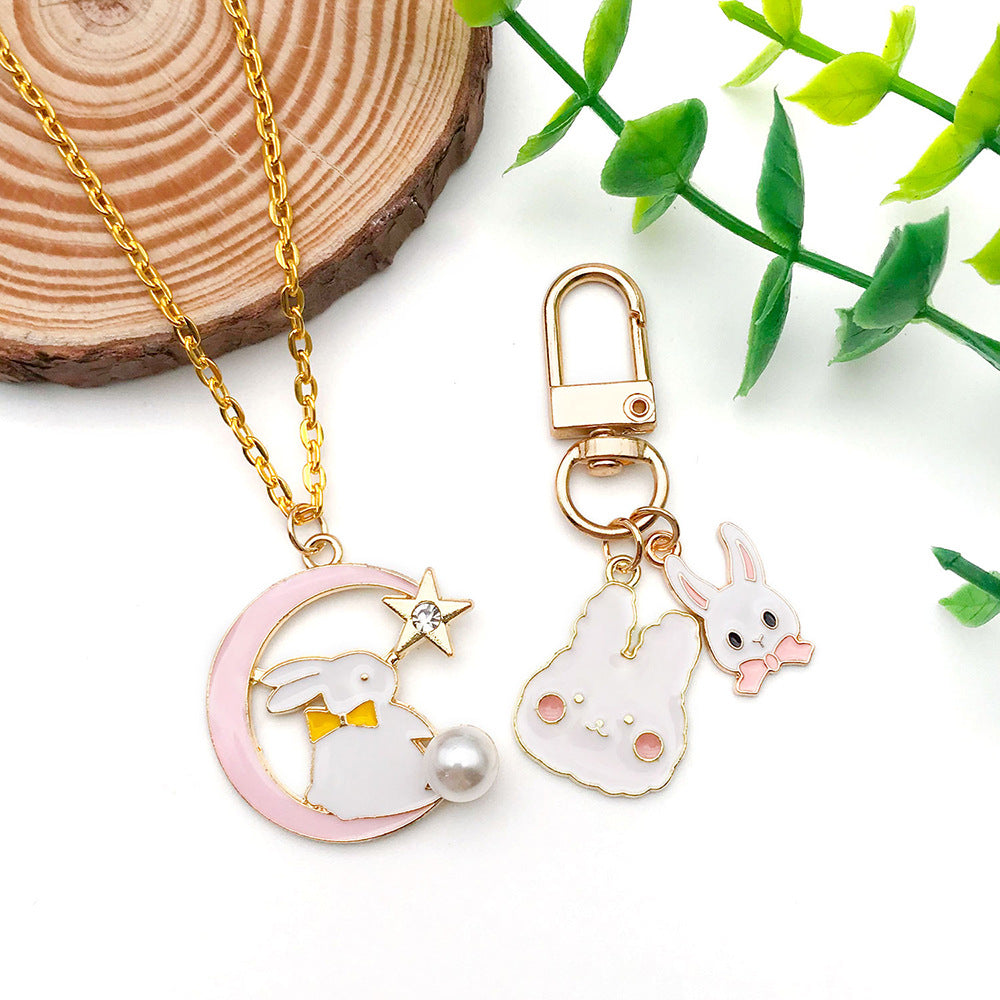 Enamel Zinc Alloy Rabbit Enamel Charm Pendants