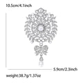 Crystal Rosette Bow Drop Brooch with Polished Metal and Decorative Accents view 6