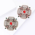 Ornate Red Crystal Baroque Brooch in Two Finishes for Jackets and Scarves view 3