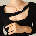Double Sided Heart Pendant Necklace Gold Frame Shell Inlay view 8
