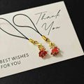 Red Rose Enamel Phone Strap Charm with Gold Tone Hardware view 5