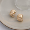 Gold and Silver Ribbed Multi Band Chunky C Hoop Earrings view 6