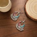 Antique Silver Tone Crescent Bead Fringe Hook Earrings view 8
