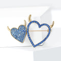 Double Devil Heart Crystal Brooch in Three Bright Colors view 3