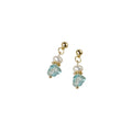 Gold Tone White Pearl And Pale Blue Stone Chip Stud Earrings view 5