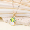 Gold Tone Floral Enamel Mushroom Pendant Necklaces in Six Colors view 4