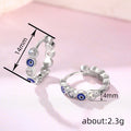 Silver Evil Eye Blue Enamel Clear Stone Huggie Hoops view 4