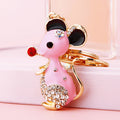 Jeweled Fortune Mouse Keychains in Pink Red Blue Purple and Assorted Colors view 4