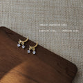 Gold Mini Crescent Moon Twin Clear CZ Stud Earrings view 2