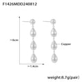 Gold And Steel Teardrop Dangle Earrings Three Drop Chain view 6