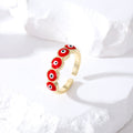 Gold Tone Open Band Evil Eye Adjustable Rings in Seven Styles view 4