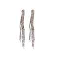 Long Crystal Fringe Statement Earrings in Gold and Silver Tones view 5