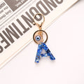 Blue Shell Resin Letter Keychain with Evil Eye Charm view 6