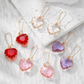 Medium Heart Faceted Glass Dangle Earrings Gold Hooks 4 Colors view 1
