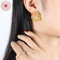 Irregular Hollow Textured Geometric Stud Earrings Gold Steel view 3