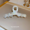 Iridescent Clear Wing Hair Claw With White Wrapped Handle view 4